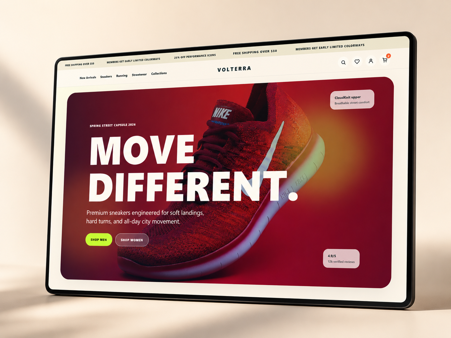 Volterra Sneaker Store website preview